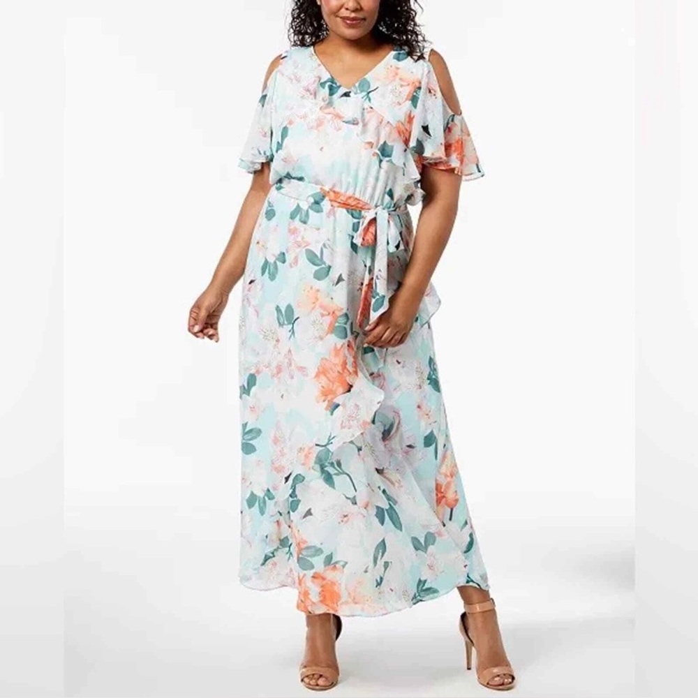 Calvin Klein Multicolored Cold Shoulder Maxi Dress🦋🦋